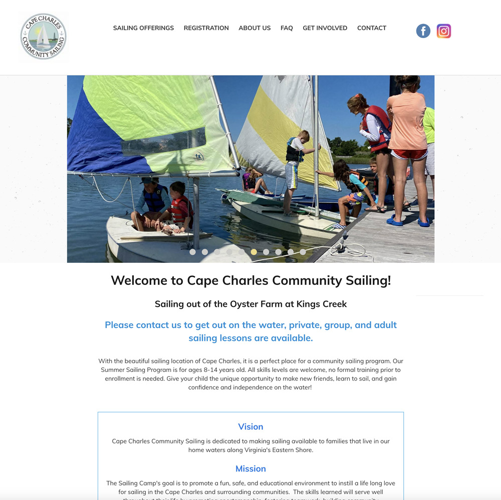 Cape Charles Sailing Camp website