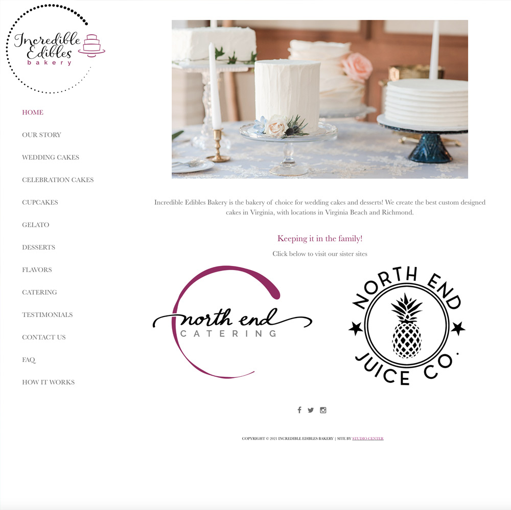 Incredible Edibles Bakery website