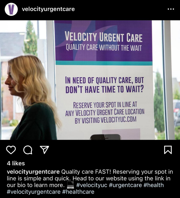 Velocity Urgent Care Instagram link