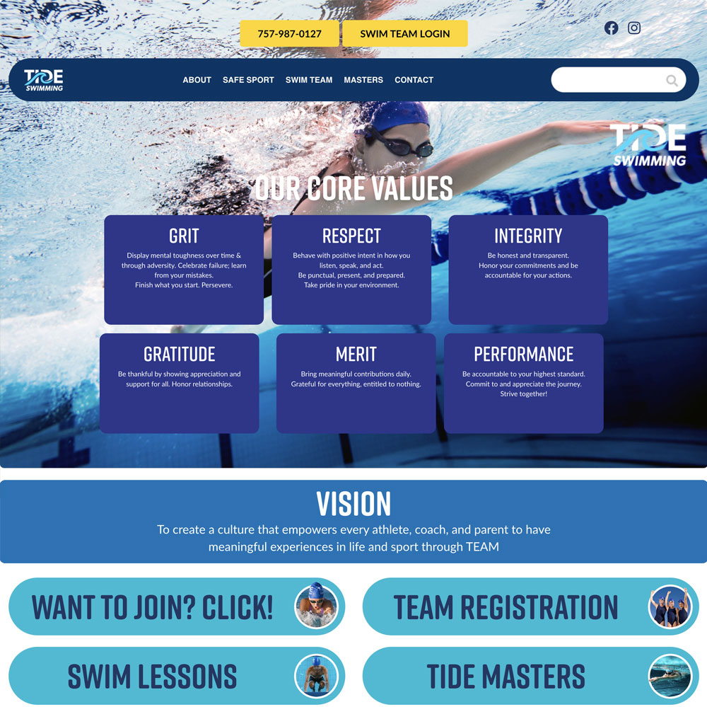 Tide Swimming website