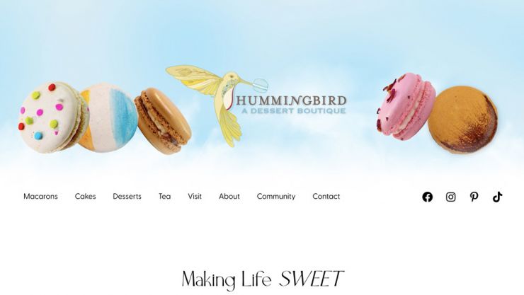 Hummingbird Dessert Boutique website