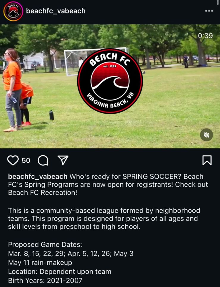 Beach FC Instagram link