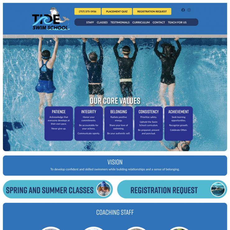 Tide Swim School home page