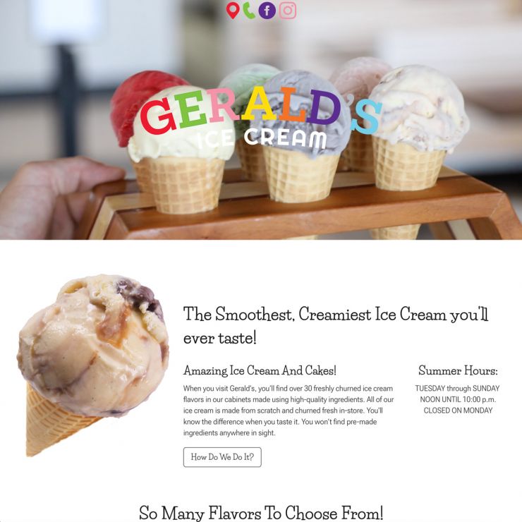 Gerald's Ice Cream website
