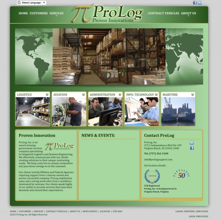 Pro Log home page